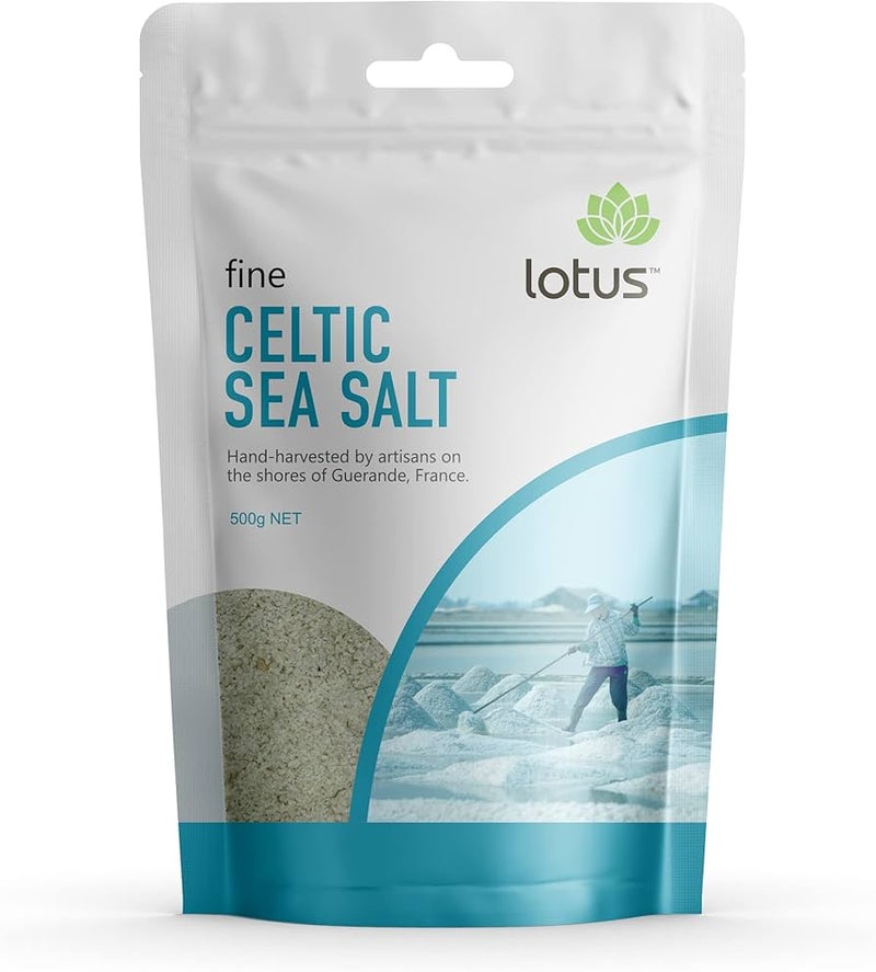 Lotus Celtic Sea Salt Fine – 500 g | Natural Unrefined Sea Salt with Trace Minerals for Cooking & Seasoning